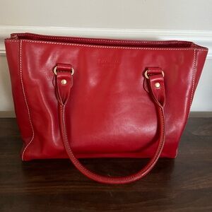 Kate Spade Cherry Red Leather Tote Bag